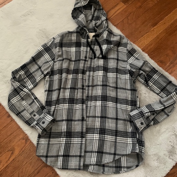 american eagle men's hooded flannel